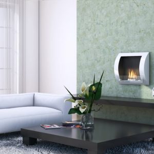 Vägghängd kamin utan skorsten