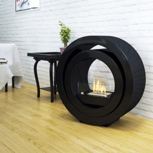 Underbar golvkamin i en rund design
